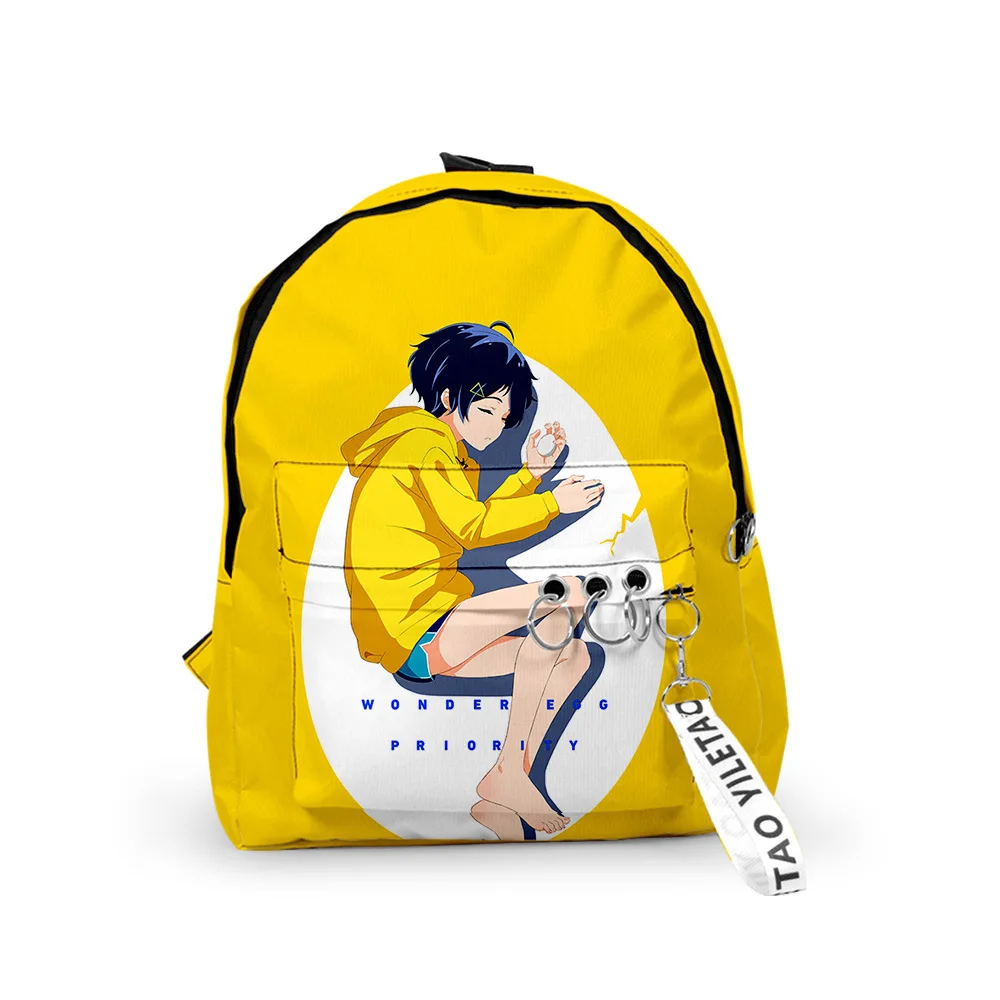 

Luxury WONDER EGG PRIORITY Backpacks Boys/Girls pupil School Bags 3D Print Keychains Oxford Waterproof Cute Small Backpacks