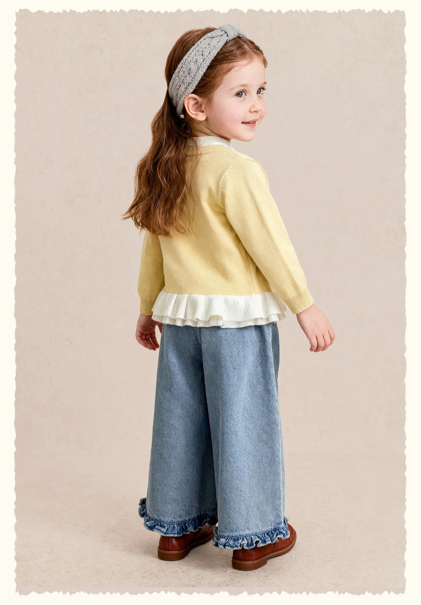 Amila 2026 Herbst Neue Kinderjeans aus reiner Baumwolle, gewaschen, Vintage, weites Bein, modisch, lässig, bequem, weiche lange Hose für den täglichen Gebrauch. – Detail 15