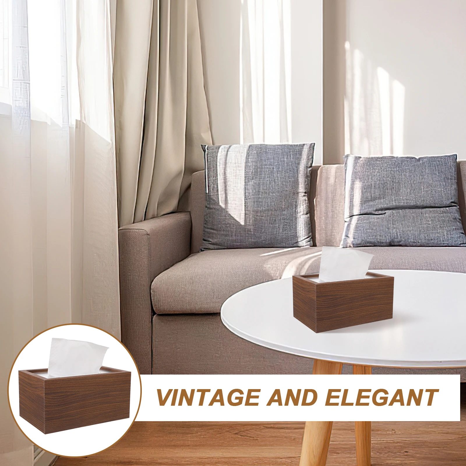 

Wooden Rectangle Tissue Box Holder Large Capacity Cover for Bathroom Bedroom Office Desktop Tissue Storage Tissues Box Cover