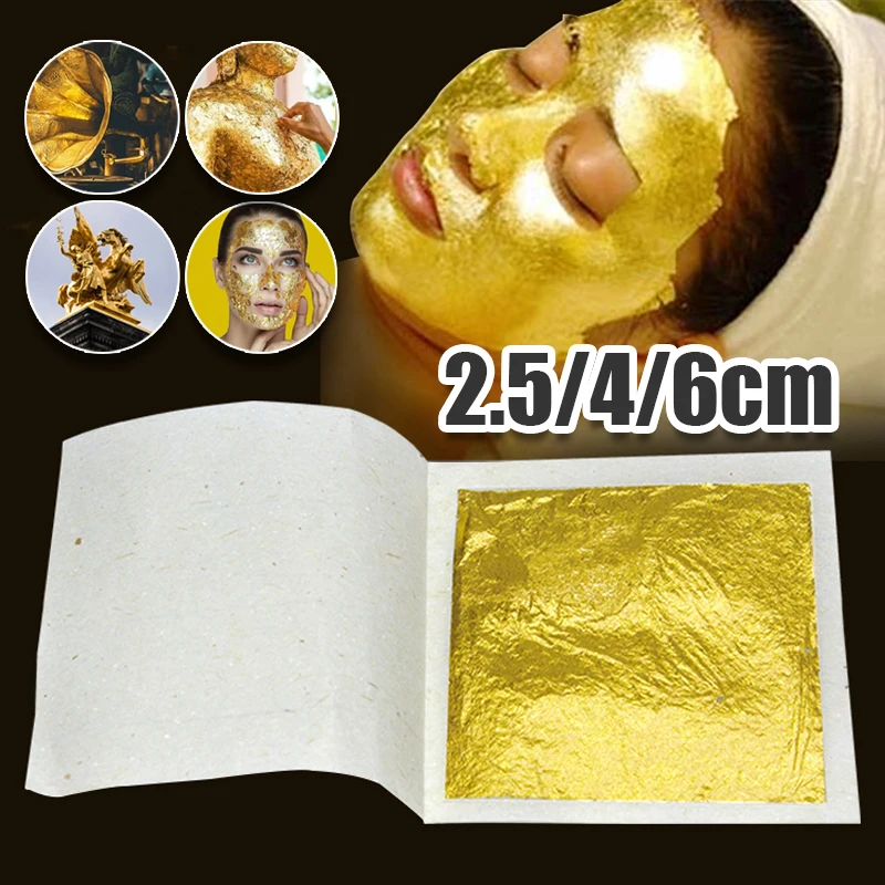 3 Sizes Real 24K Gold Leaf Sheets 98 Percent Pure Gold Foil for Art Craft DIY Decorations Gilding Skincare Beauty
