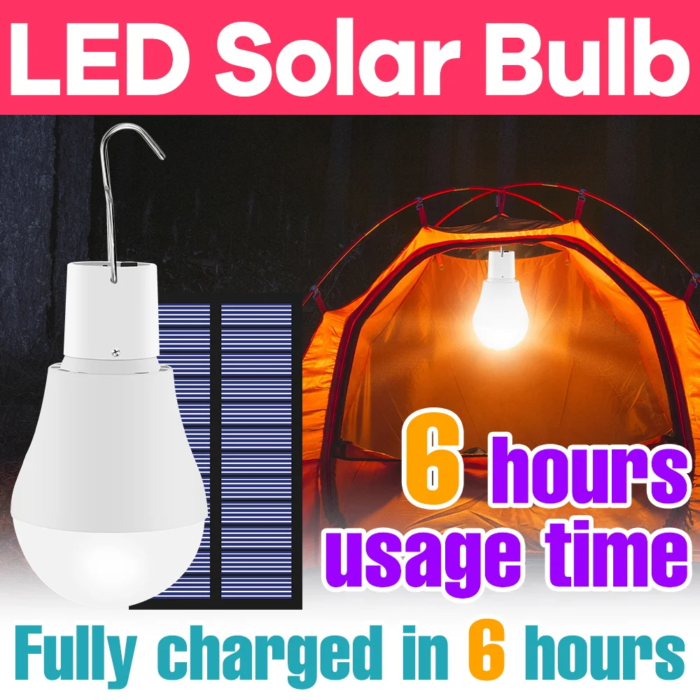 

15W LED Solar Lamp Bulb Outdoor Portable Bulbs Waterproof Ultra Bright Spotlight Corridor Garden Courtyard Camping Fill Lighting
