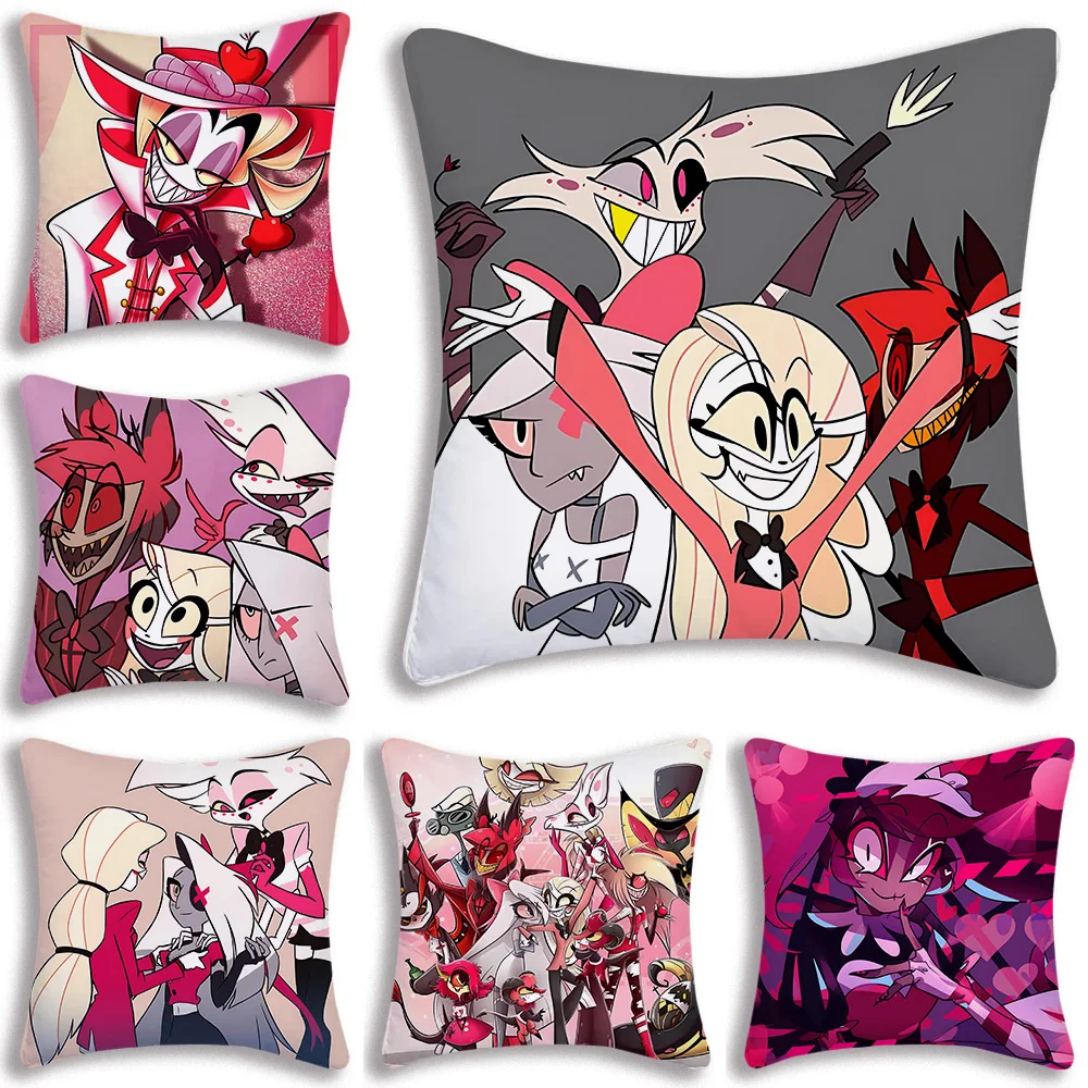 H-Hazbin HotelS Pillow Covers Cartoon Sofa Decorative Home Double-sided Printing Short Plush Cute Cushion Cover