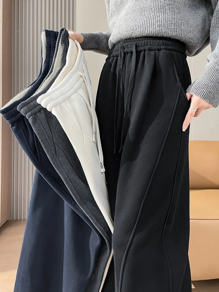 Women's Winter Thiened Fce High Waist Cuffed Long Pants Autumn Winter New Sle Small Size Loose Casual Sports Sweatpants