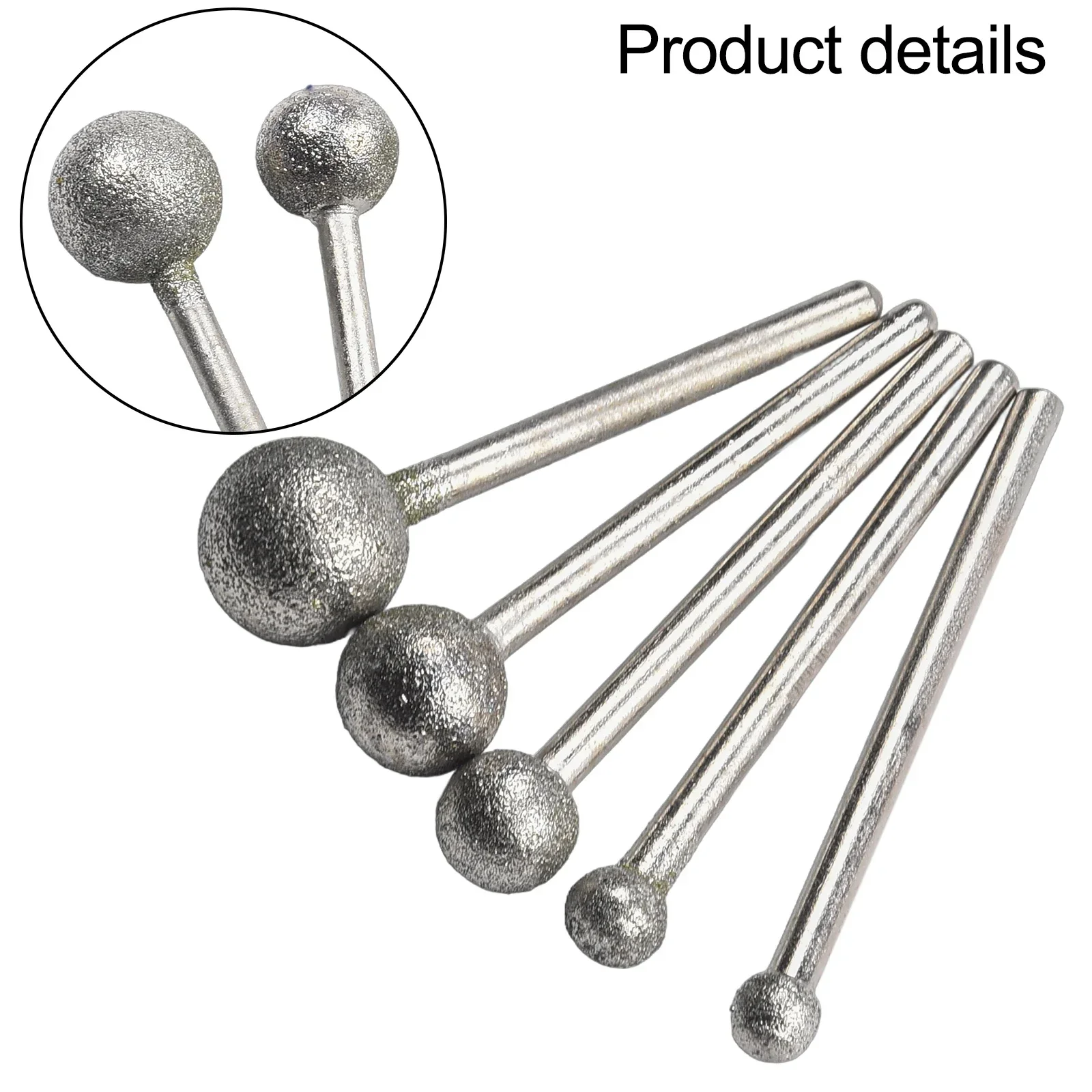 5pcs Granite Diamond Burs Rotary Tools Round Grinding Wheel For Jade Bodhi Wood Polishing Power Tool  Accessories