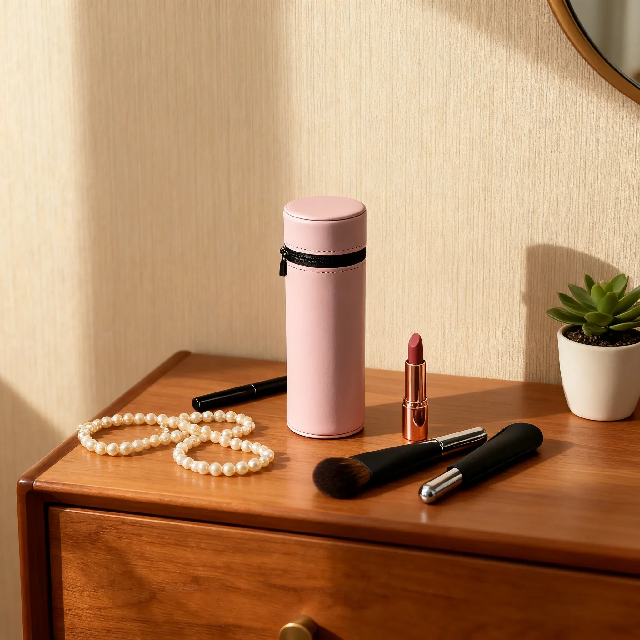 Reisetasche aus Kalbsleder, limitierte Auflage, Make-up-Pinsel-Set, luxuriöser Rougepinsel, Foundation-Pinsel mit doppeltem Verwendungszweck, Doppelkopf-Lidschattenpinsel