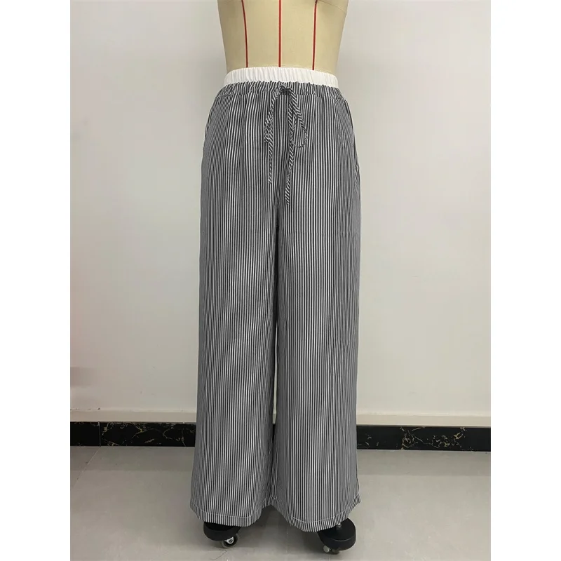 กางเกงขายาวทรงตรงสำหรับผู้หญิง สไตล์ลำลอง ใส่สบาย เอวยางยืดสูง ผลิตจากเส้นใยโพลีเอสเตอร์ เหมาะสำหรับฤดูใบไม้ผลิและฤดูใบไม้ร่วง