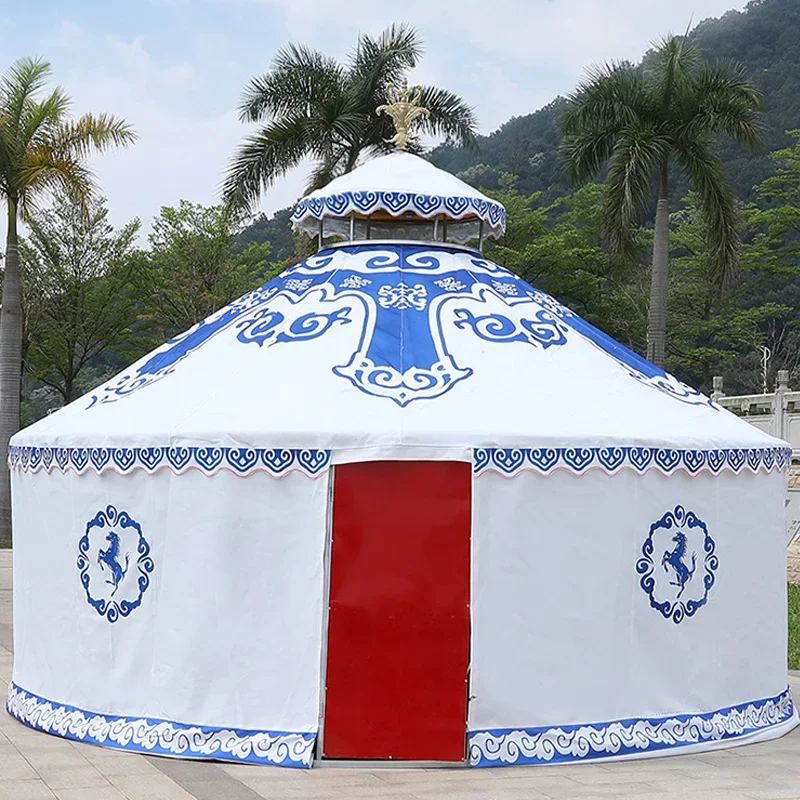 Modern Waterproof Painted Steel Frame Custom Luxury Solar Wedding Tent Mongolian Yurt Tent For Sale