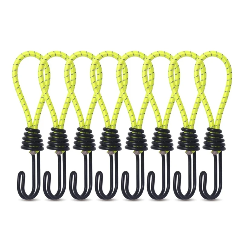 10Pcs Tent Fixing Cord String Carabiner Hooks Accessories Tent Elastic Rope Cord Hook for Outdoor Camping Canopy Tarp