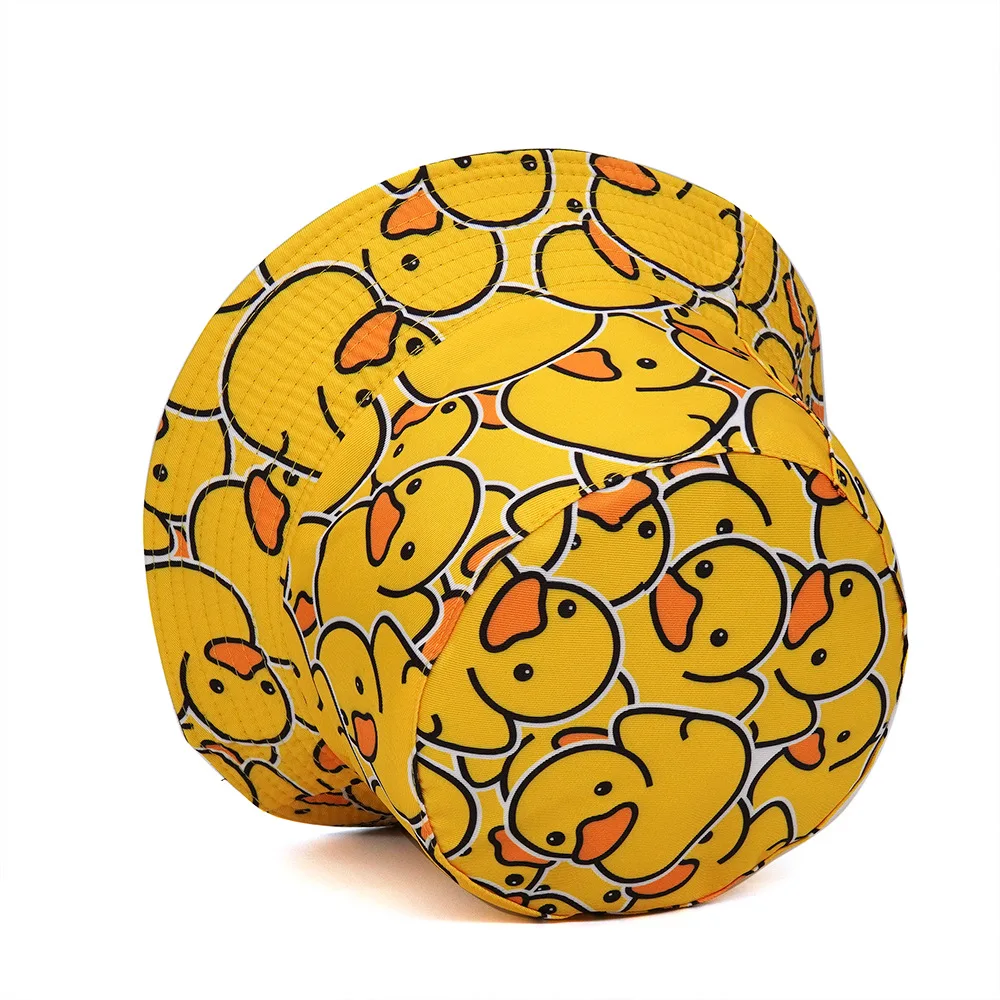 Bocca Cartoon Duck Bucket Hat Yellow Panama Fisherman Hats Double Sides Reversible Cute Summer Travel Outdoor Fashion Bob Cap