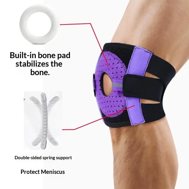 Verstellbare Kniebandage mit Patella-Gelkissen & Seitenstabilisatoren für Sport, Basketball, Laufen, Radfahren – Detail 4