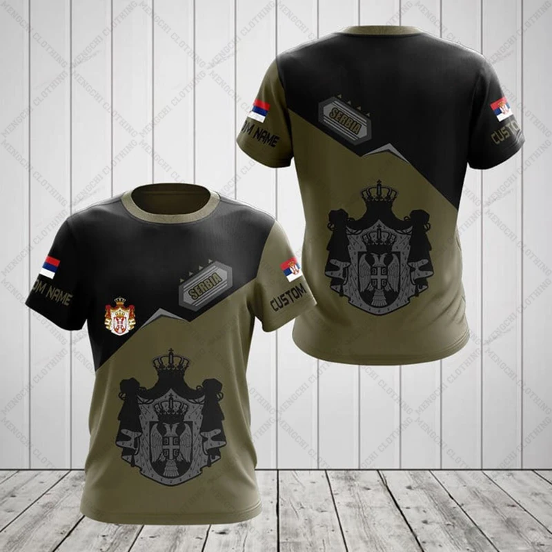 Personalize Serbia Emblem Olive Tees Summer Cool Jersey Men's Fashion Sportswear Loose Oversized T-shirts Short Sleeves Tops