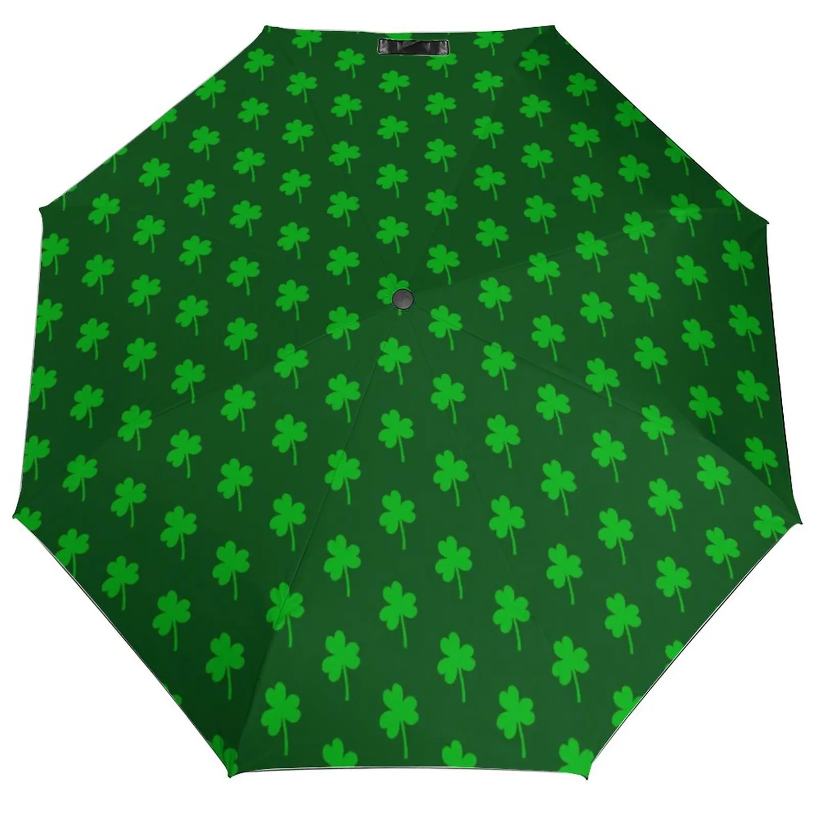 Green Shamrock Clover Umbrella St Patricks Day Stylish Compact Umbrella Art Rain Windproof Automatic Umbrella