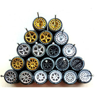 No.2A 10Sets(for 10 cars) 1/64 Alloy Car Wheels with Tires/ Modified HW Wheel for Hot Wheel/Matchbox/Domeka/Tomy 1:64 Car Model