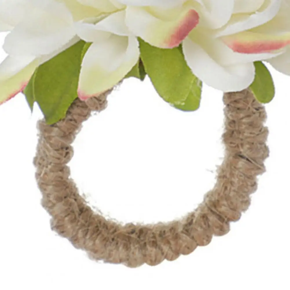 Handmade Napkin Buckle Table Decoration Ring Handmade Napkin Rings with Artificial Flowers Simulated Leaves Napkin Buckles