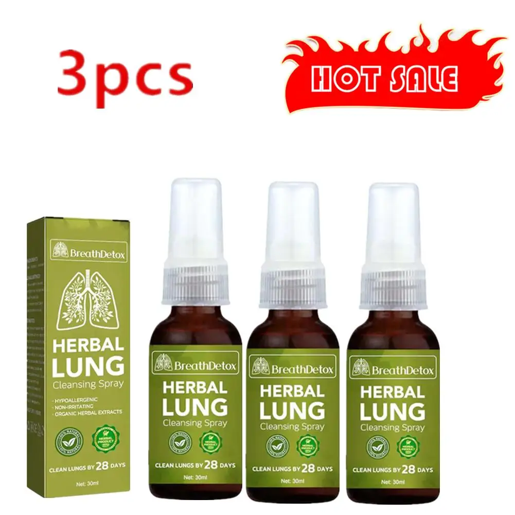 

3x 30ml Lung Herbal Cleanser Spray Smokers Clear Nasal Mist Anti Snoring Congestion Relieves Solution Clear Throat Breath Spray