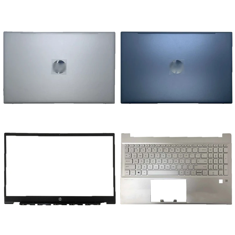 New laptop lcd back cover/front bezel/hand rest/bottom case for hp pavilion 15-eg 52g7hlctp00 M08901-001 silver