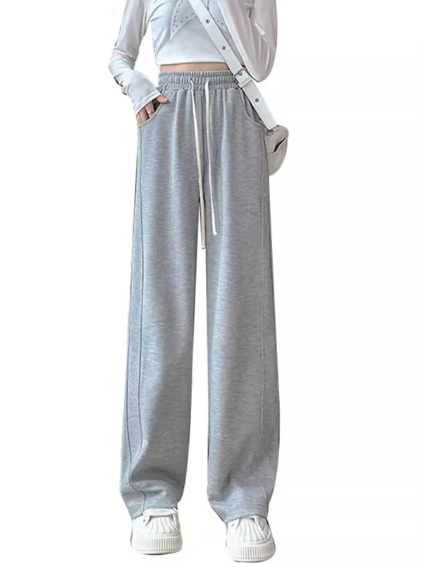 파이온 하이웨이스트 드레이프드 루즈 스트레이트 캐주얼 스웨트팬츠 가을 신상 여성 디자인 2025 봄 출퇴근 슬레