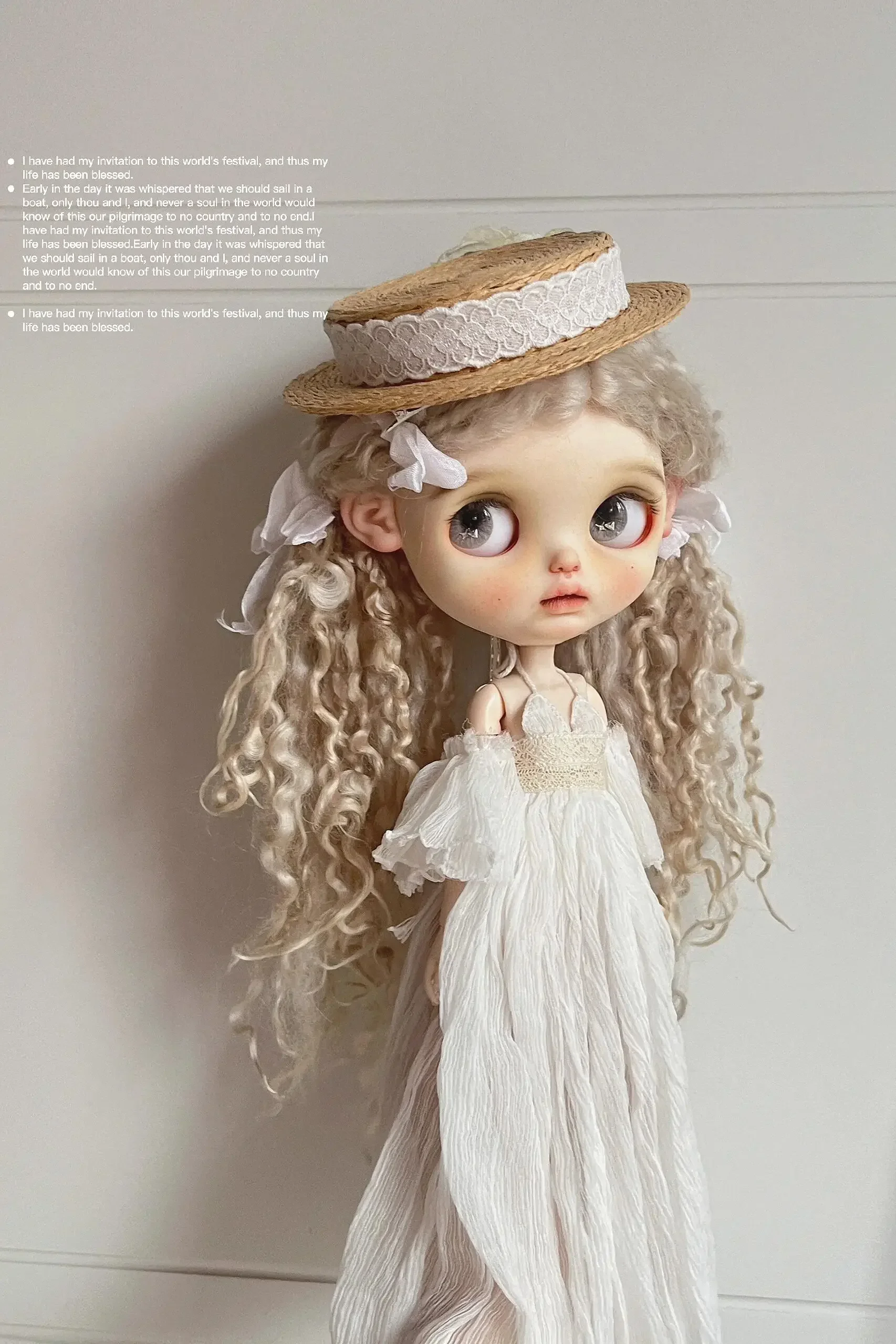 ICY DBS Blyth 30CM 1/6 Doll Clothes OB24 New Azone Gorgeous White Princess Off-the-shoulder Slip Dress Flute Sleeve Doll Clothes