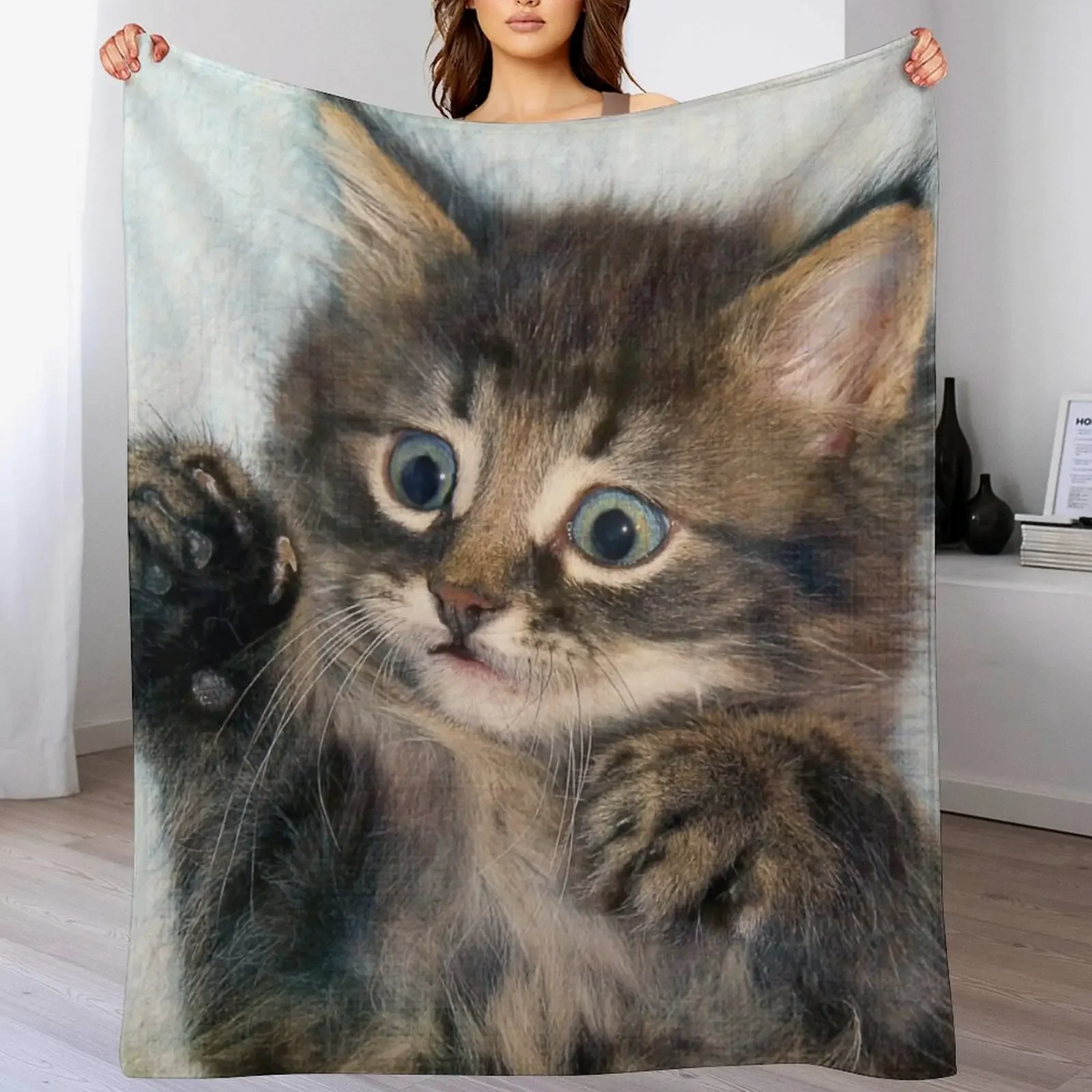 

Kitten Throw Blanket Picnic Giant Sofa Plaid decorative Blankets