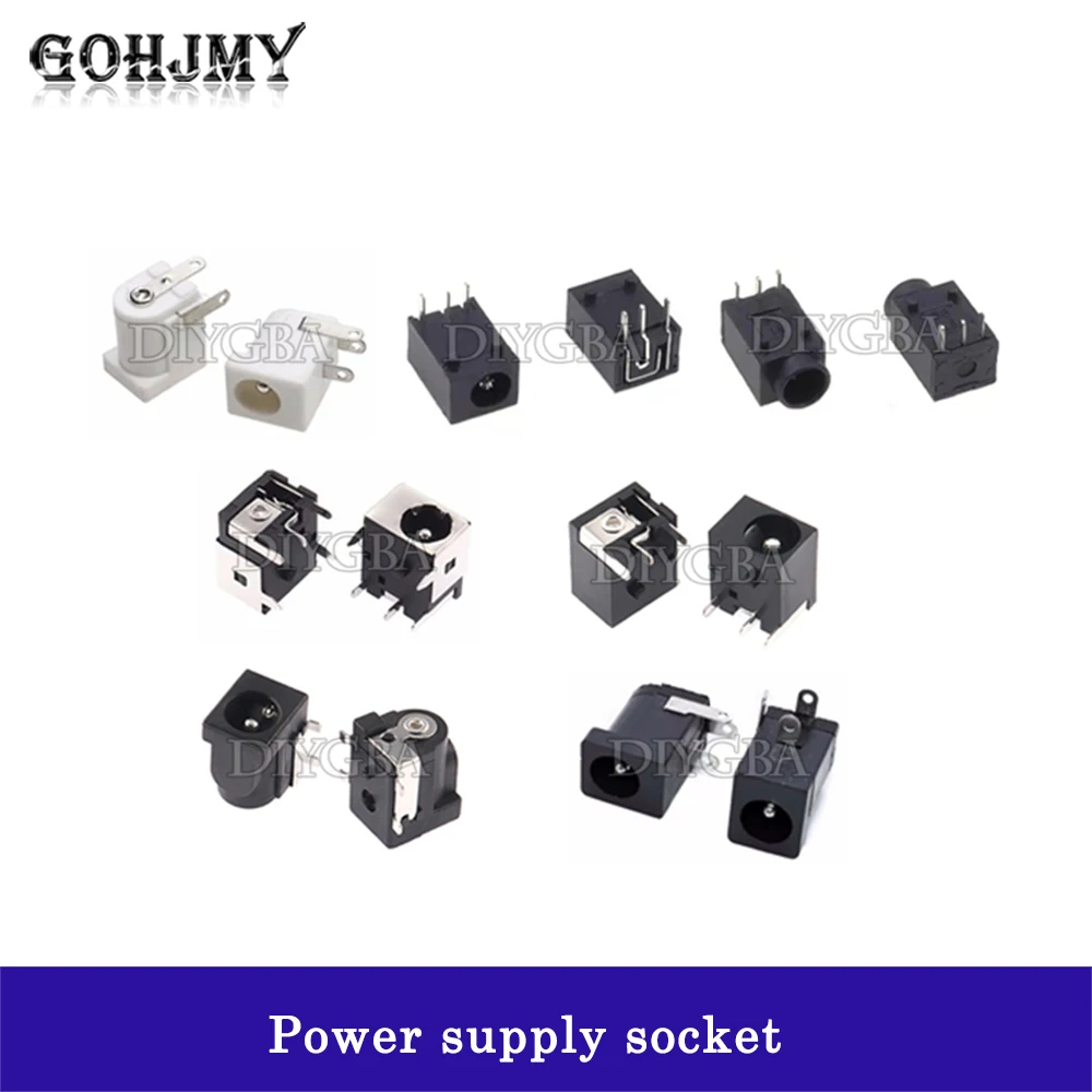 10PCS DC power jack socket female connector DC005 5.5*2.1MM 5.5*2.5MM 5.5*2.1 5.5*2.5 3.5*1.3 DC-003/003A/005/004/004A/050