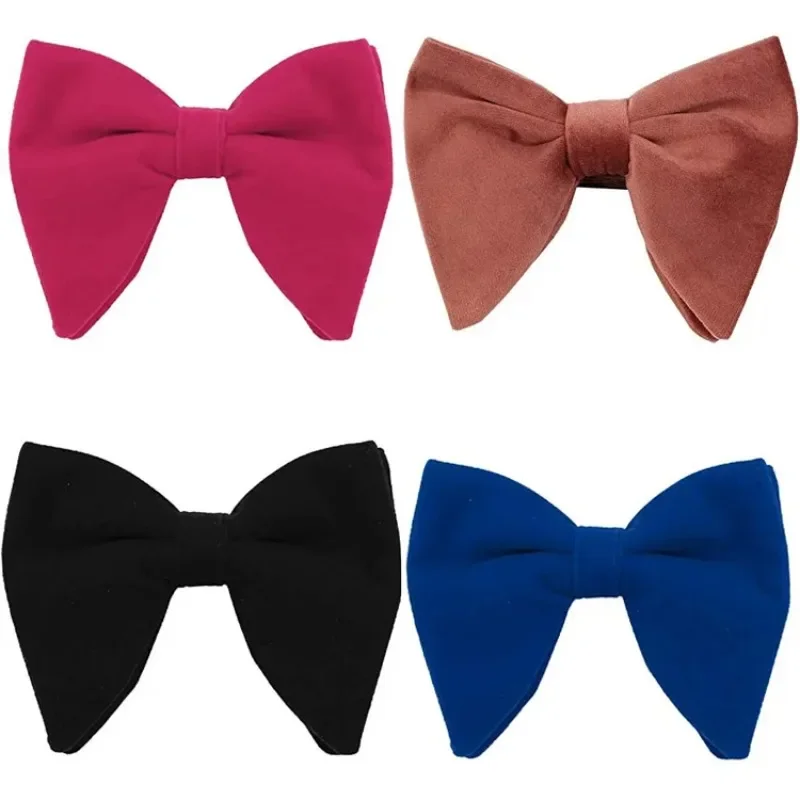 12x10.5 CM Grote Vlinderdas heren Cocktail Party Banket Bruiloft Accessoires Vintage Fluwelen Britse Effen Kleur Oversized Bowtie