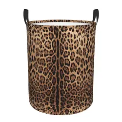 Cesta de lavandería con estampado de leopardo personalizado, papelera de almacenamiento de ropa grande plegable, cesta de bebé de piel de Animal