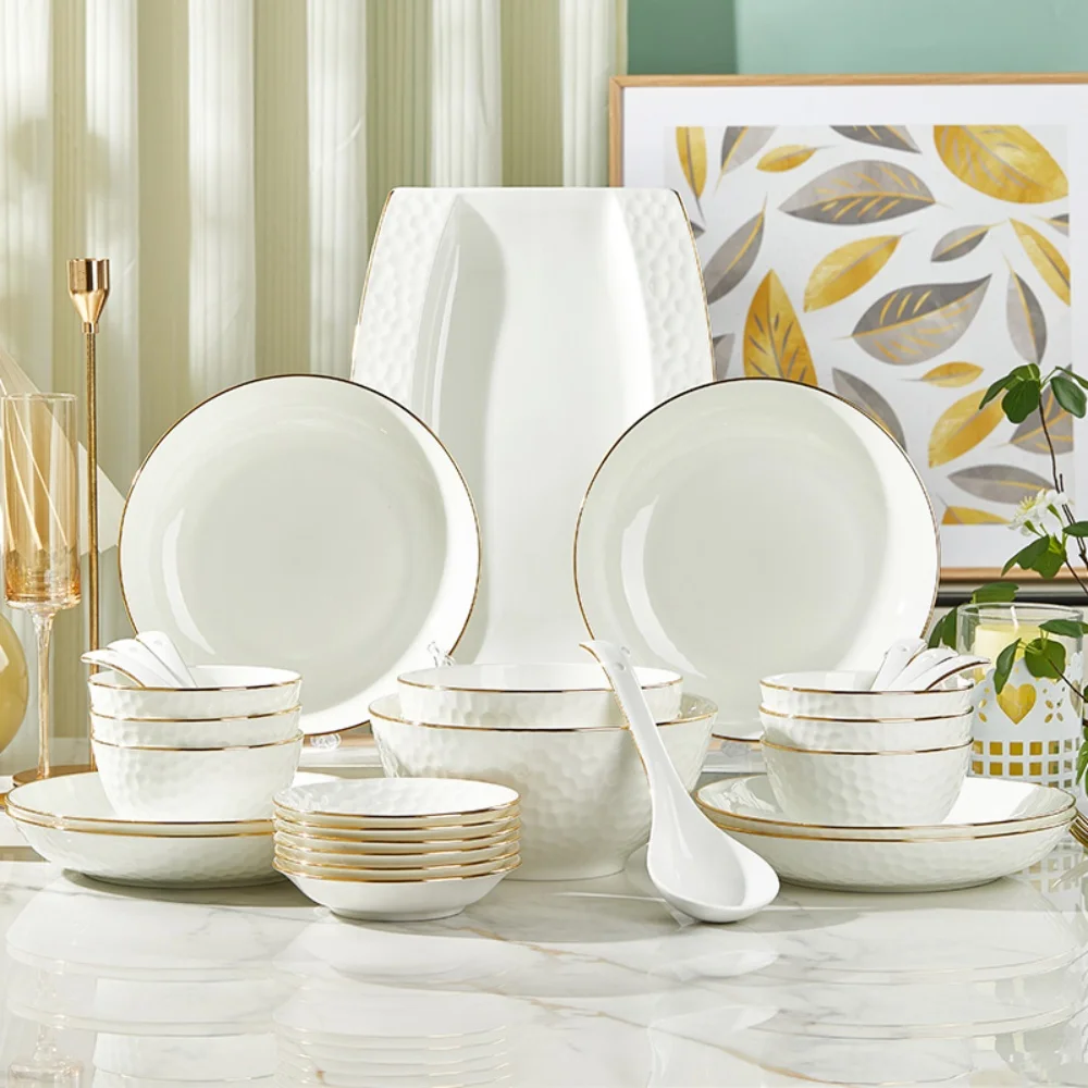 Keramik-Geschirrsets, handgefertigte Reaktive Glasur-Teller- und Schüsselsets, hoch splitternd und Cra-beständig | Spülmaschine und Mikrowelle