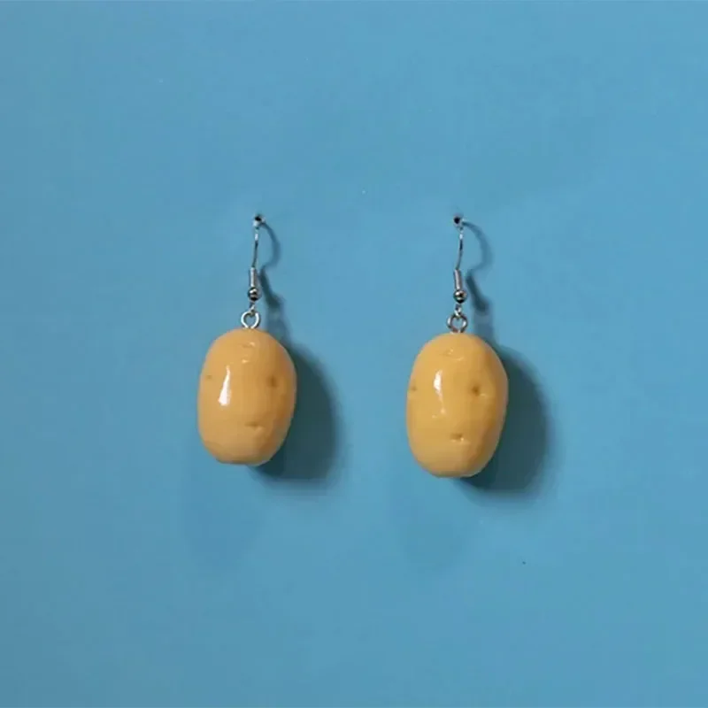 Pendientes colgantes de patata en miniatura, aretes acrílicos de imitación de comida, aretes de gota Kawaii, comida de casa de muñecas