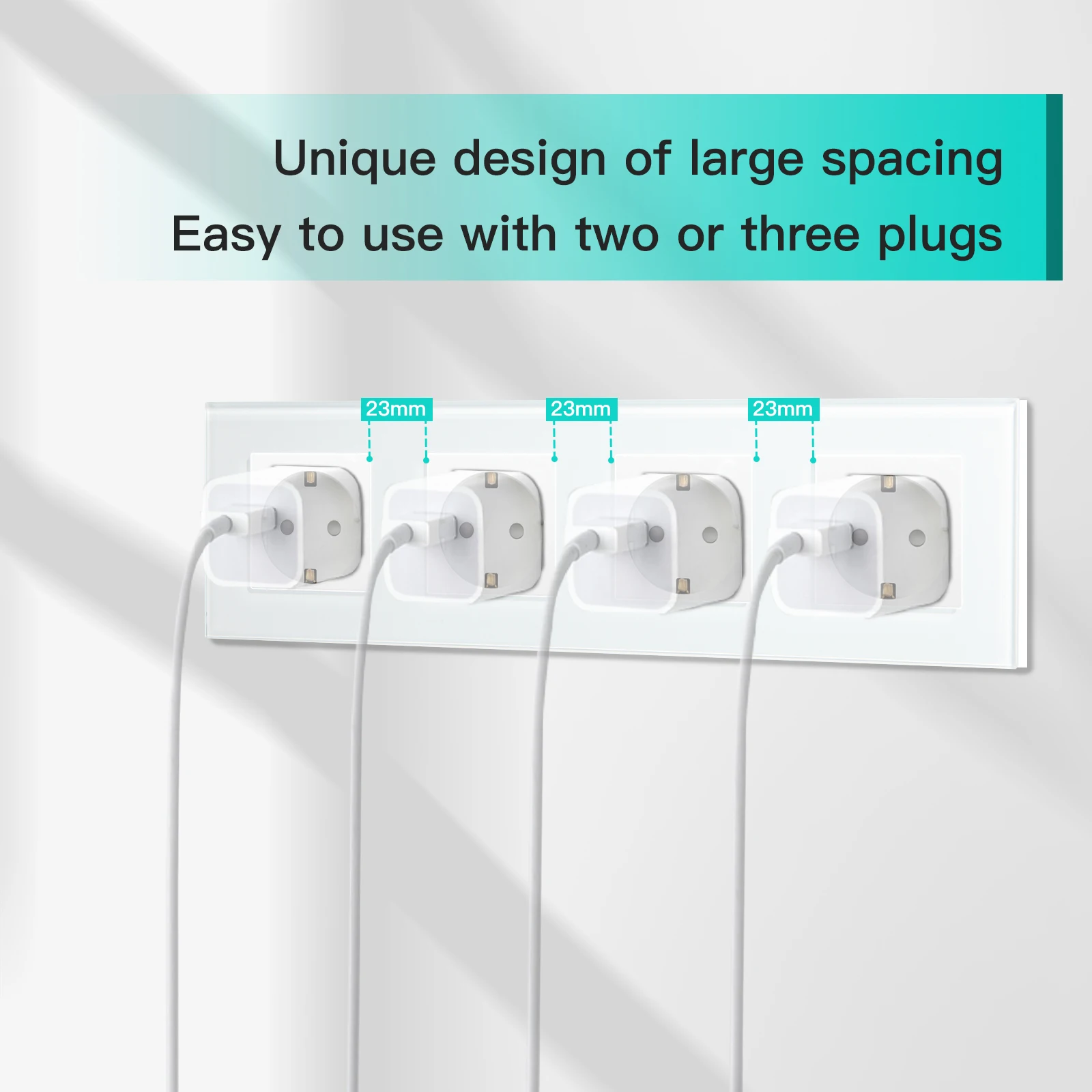 BSEED 4 Outputs EU Standard Power Socket White Black Grey Gold Crystal Glass Panel 110-240V Electrical EU Plug