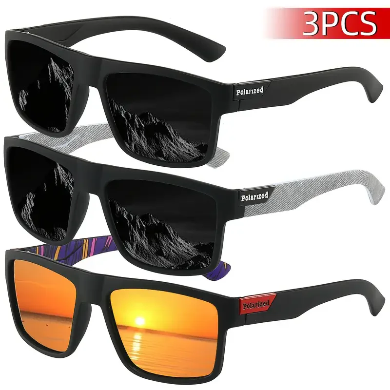 3 uds nuevas gafas polarizadas hombres mujeres gafas de pesca gafas de sol Camping senderismo gafas de conducción gafas de sol deportivas