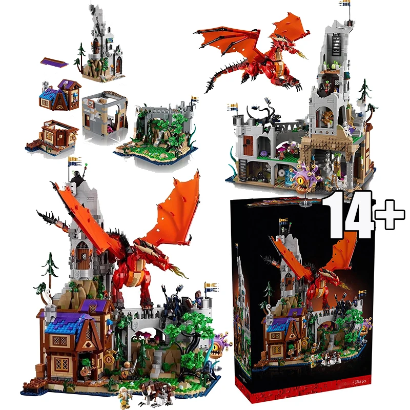 

2026 New IN STOCK 3745pcs Red Dragon Home Decoration 21348 Desktop Ornament Set for Children's Gift