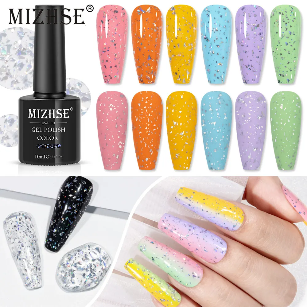 

MIZHSE 10ml Glitter Top Coat Sliver Gold Glitter Gel Nail Polish Function Gel Semi Permanent UV Top Gel Varnish Art DIY Design