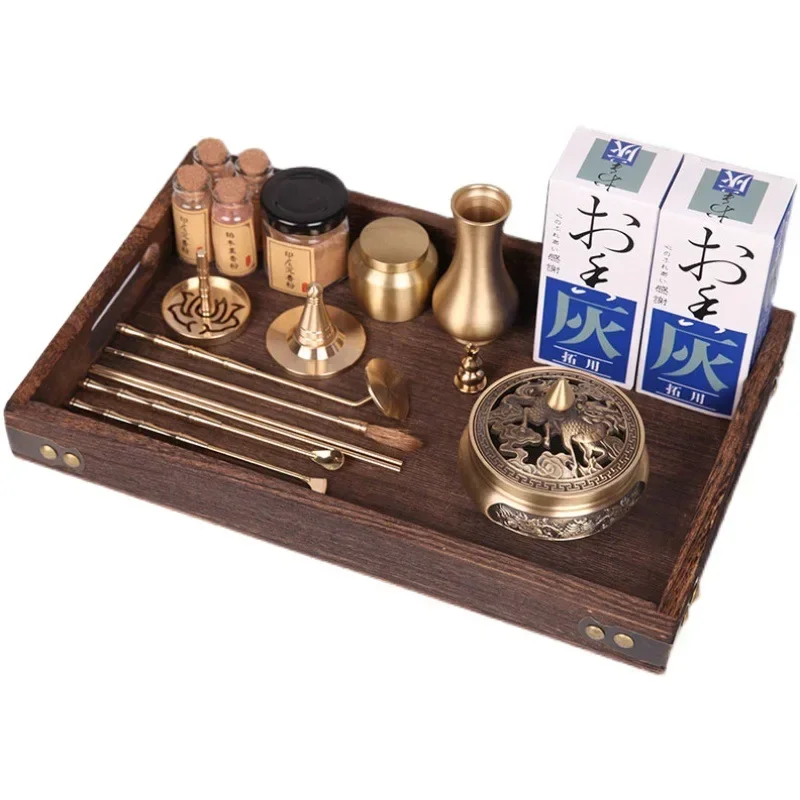 

1 set Brass Incense Set Wax Melt Incense Burner Home Portable Hand Fragrance Powder Making Incense Burner Seal Moulding Tools