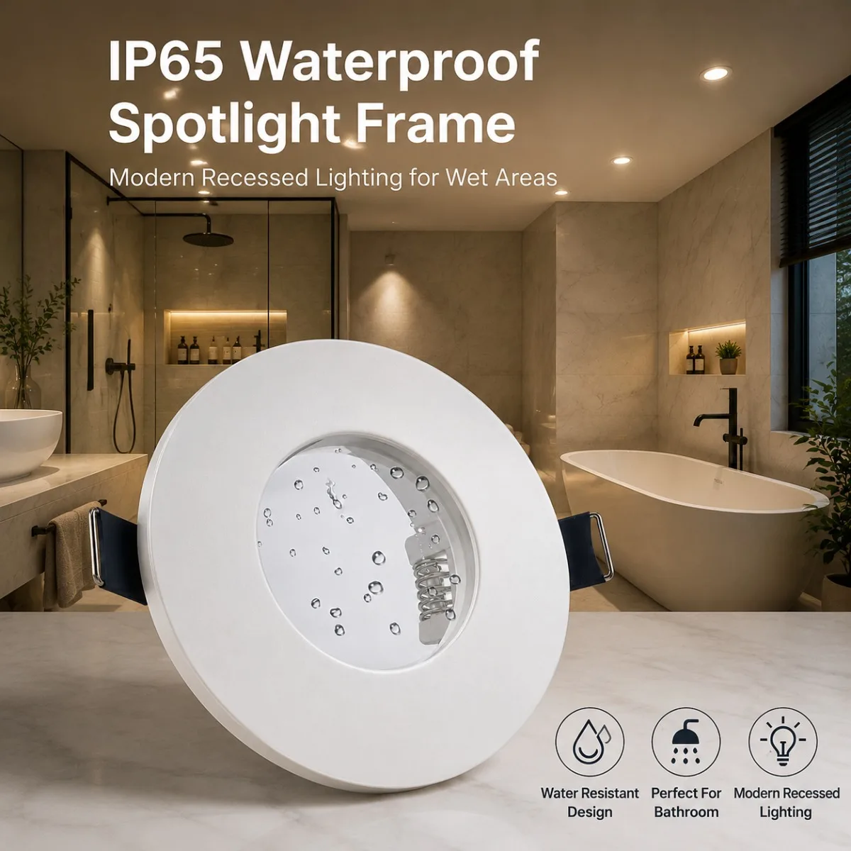 JOYINLED 2/6PCS Round Recessed Spotlight Frame GU10 Holder IP65 Waterproof Aluminium Ceiling Trim for LED Downlight Bathroom