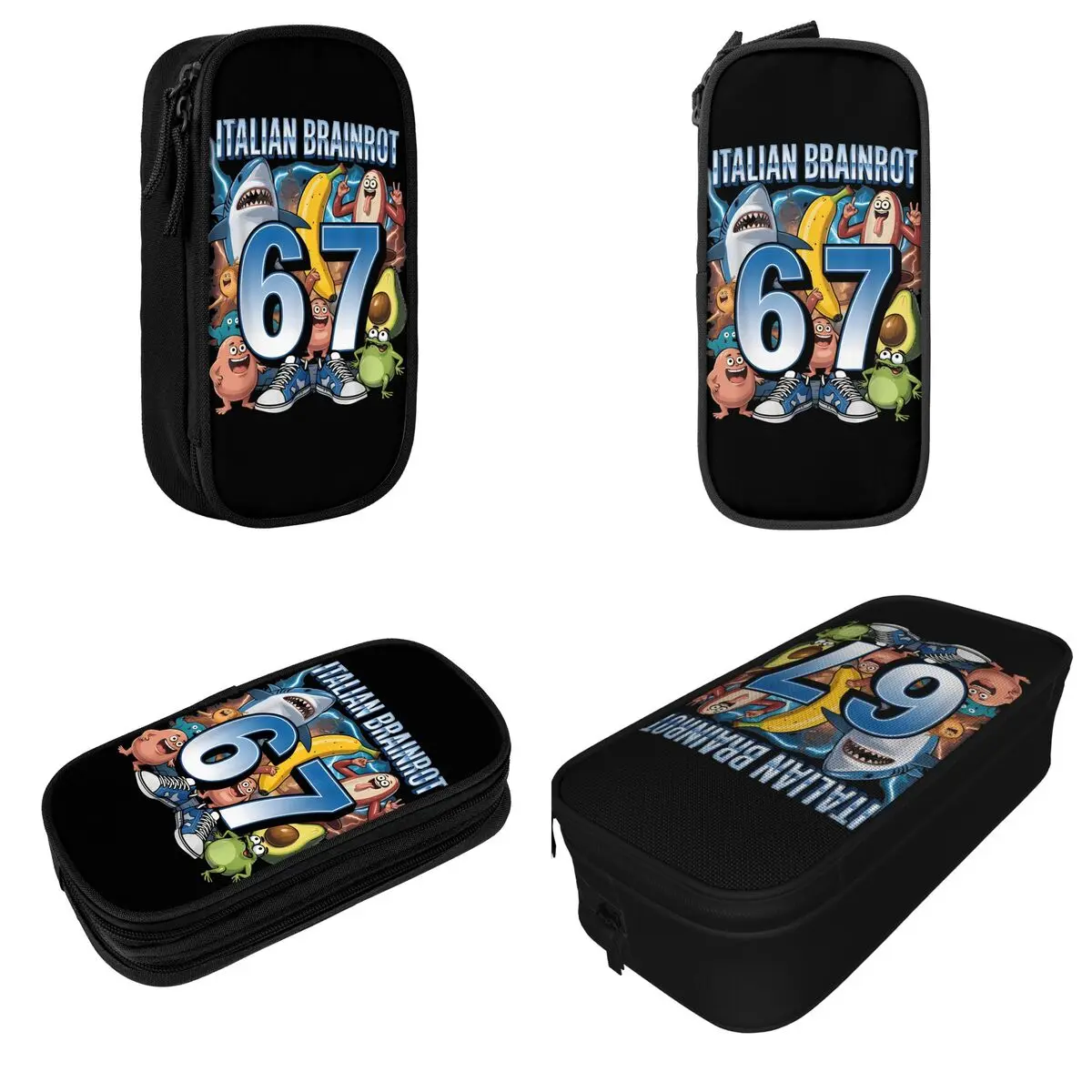 67 Brainrot Italian Meme Funny Six Seven 6-7 Pencil Cases Cute Pen Box Bag Student Big Students School Zipper Pencilcases