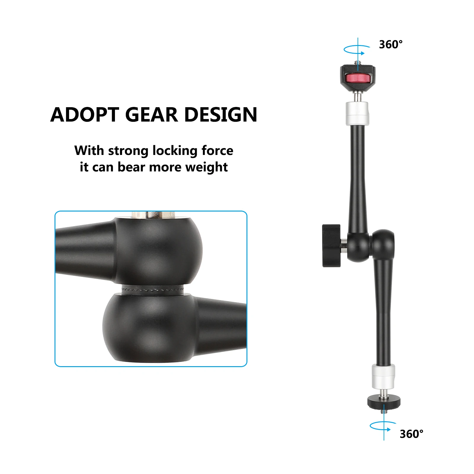 Braço mágico articulado CAMVATE de 11 polegadas com 360 ajustável °   Cabeças esféricas de rotação em ambas as extremidades suportam braço de extensão de luz do monitor