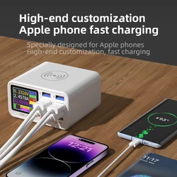HISEECON HS65 65W Multi 8 Ports USB Wireless Fast Flash Charging Station Visual Current Detection Charger For Mobile Phone iPad