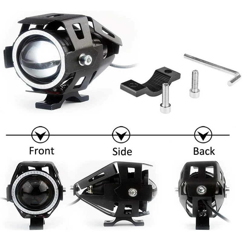 U7 LED Motorcycle Headlight  Angel Eyes Motorbike LED Auxiliary Lamp U7 Headlamp Spotlights Motorcycle Headlights