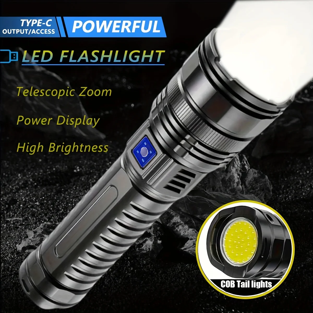 戦術懐中電灯-長距離照射-超強力トーチ-作業灯-充電式-強力充電式led懐中電灯-ハイパワーランプ