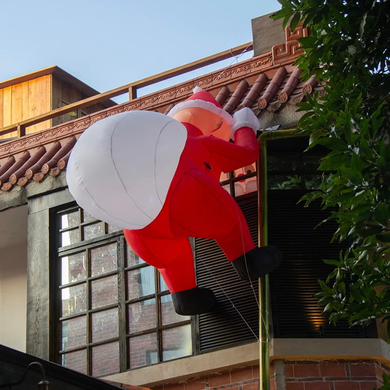 8 أقدام معلقة عيد الميلاد المطاطية زينة سانتا كلوز تسلق الجدار مع شنطة هدايا تفجير ساحة الزينة اللعب في الهواء الطلق #2