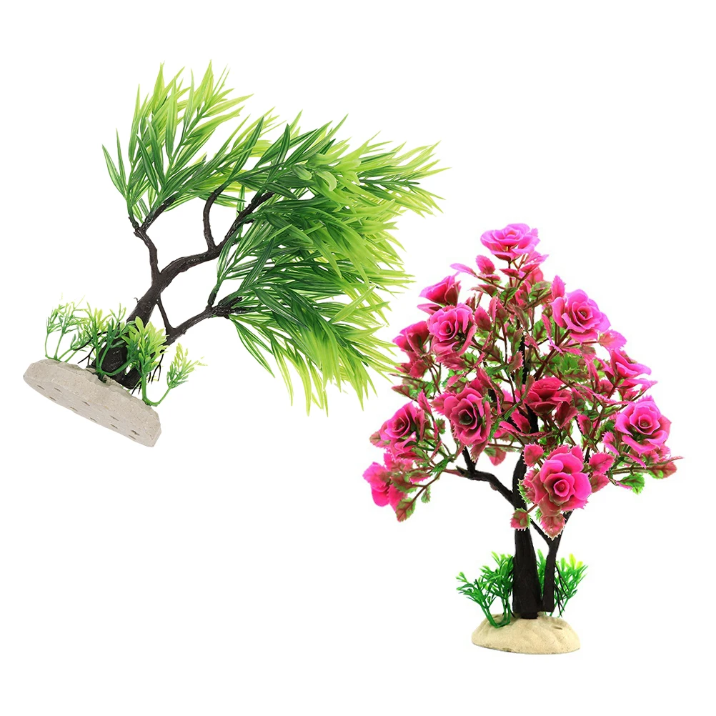 

2PCS Artificial Aquarium Plants Realistic Fish Tank Decoration Green Aquatic Plant Accessories For Landscaping Home Aquarium