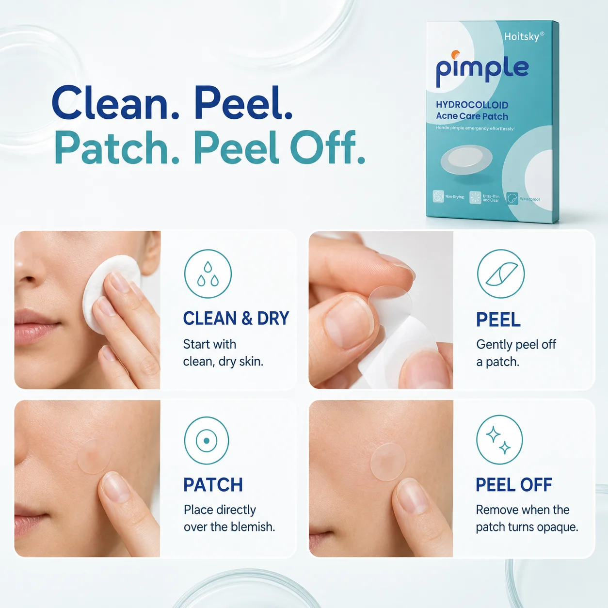 144pcs Hydrocolloid Pimple Patches Ultra Thin Clear Waterproof Blemish Spot Covers for Face Skin Care