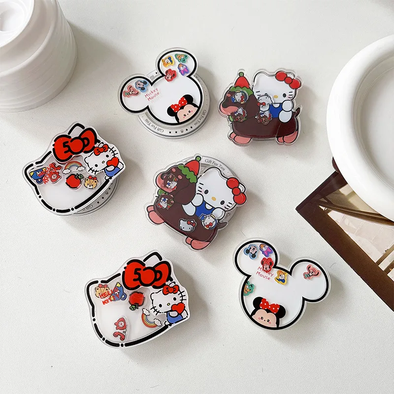 Sweet Anime Kawaii MINISO Hello Kitty Ins Fashion Magnetic Phone Stand Cute Cartoon Desktop Phone Holder Gifts for Kids