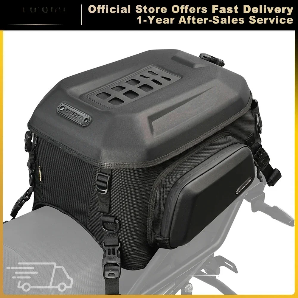 

Bolsa Trasera para Motocicleta Rhinowalk, Expandible de 23L-35L, Impermeable, con Bolsa Interior de EVA, Mochila Rígida, Maleta