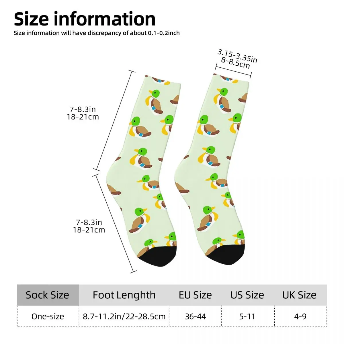 Cute Ducks Print On Green Background Socks Harajuku Super Soft Stockings All Season Long Socks for Man Woman's Birthday Present