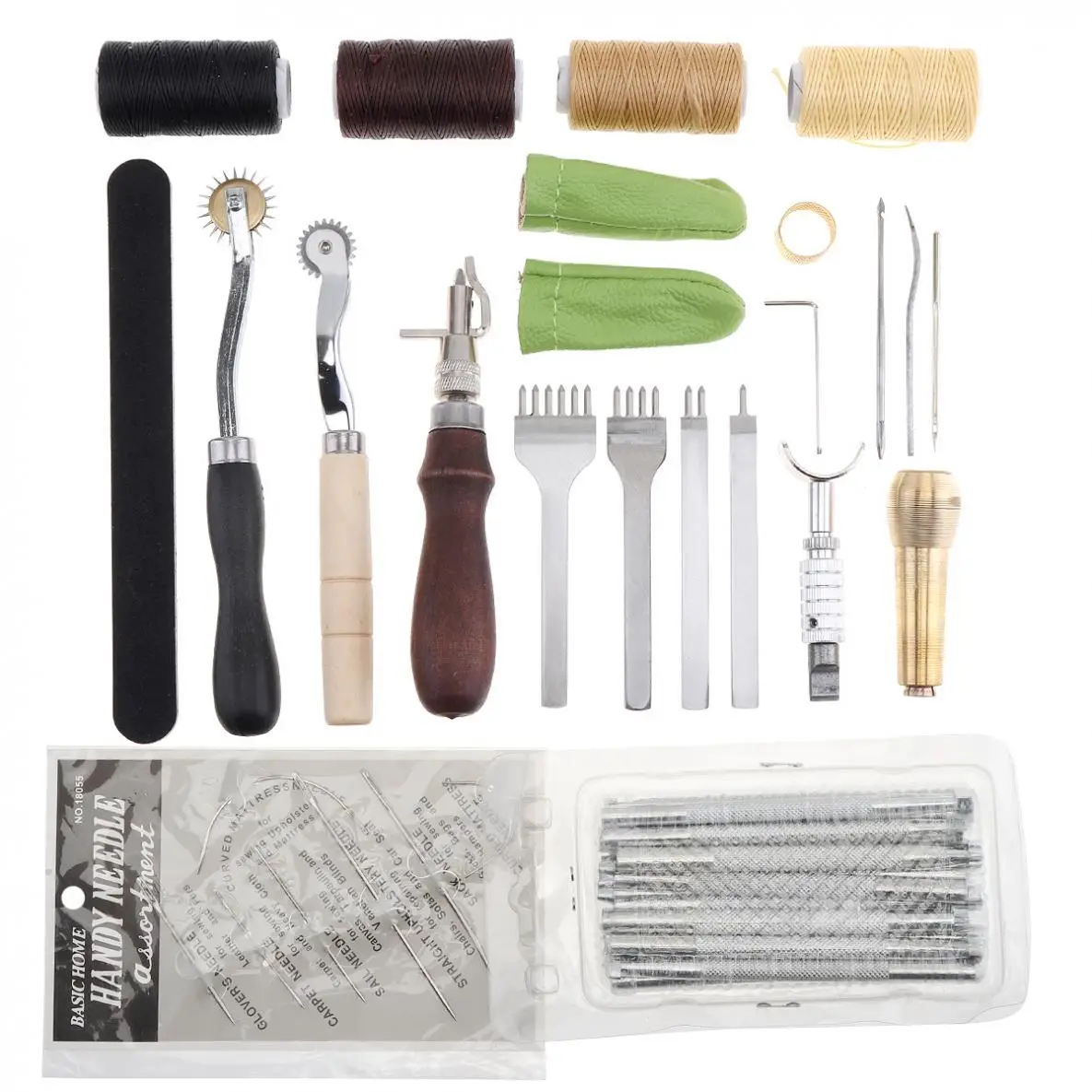DIY Leather Craft Tools Kit Professional Hand Sewing Stitching Punch Carving Work Accessories Hole Saddle Groover Set