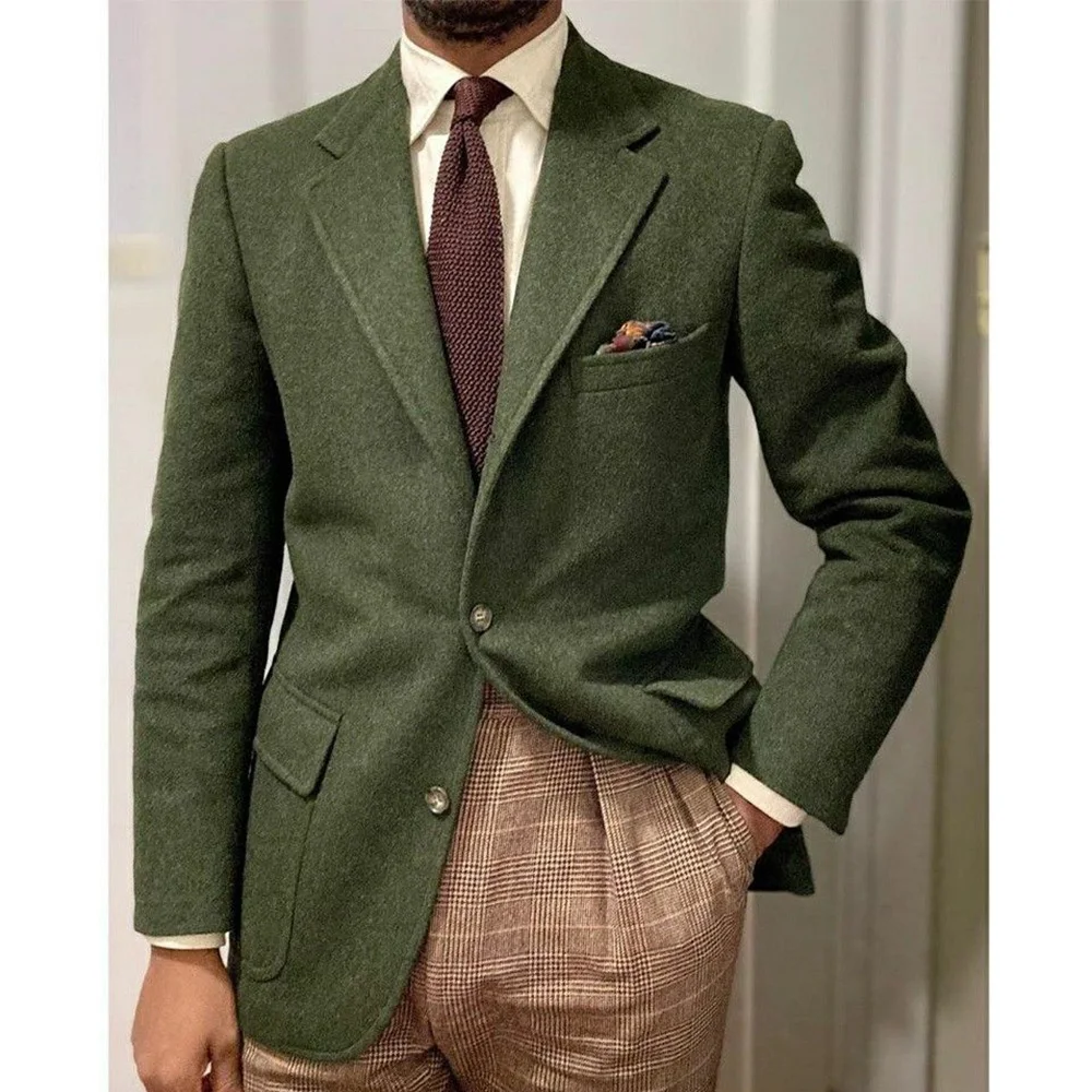 

Mens Wool Blazer Single Breasted Notch Lapel Slim Fit Comfortable Elegant Jacket Business Casual Fashion Formal Suit Office Wear
