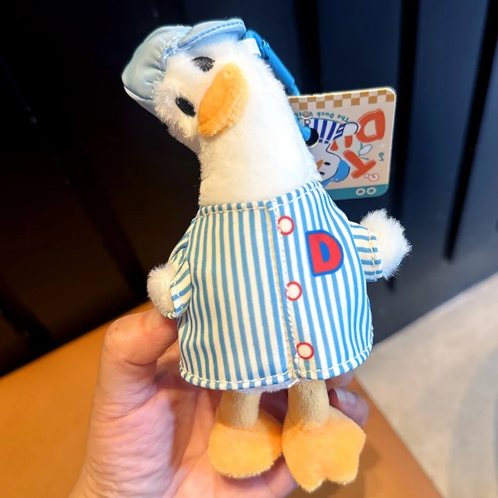 Tilt Head Duck Plush Toy Pendant Striped Clothes PP Cotton Duck Plush Keychain Crooked Lovely Cartoon Duck Doll Keyring