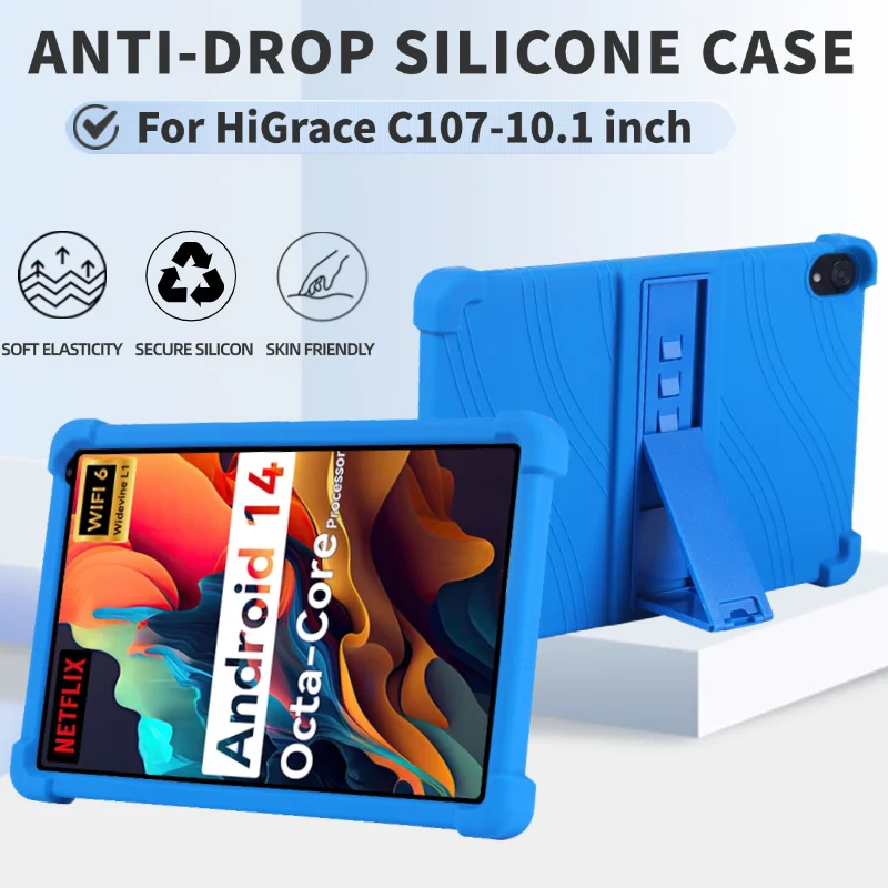 

Case for HiGrace C107/ZOFYWNAS C107/Freeski C107/Pswarfd Tablet 10 inch Android 14 Tablet 10.1 Inch Soft Silicone Stand Cover