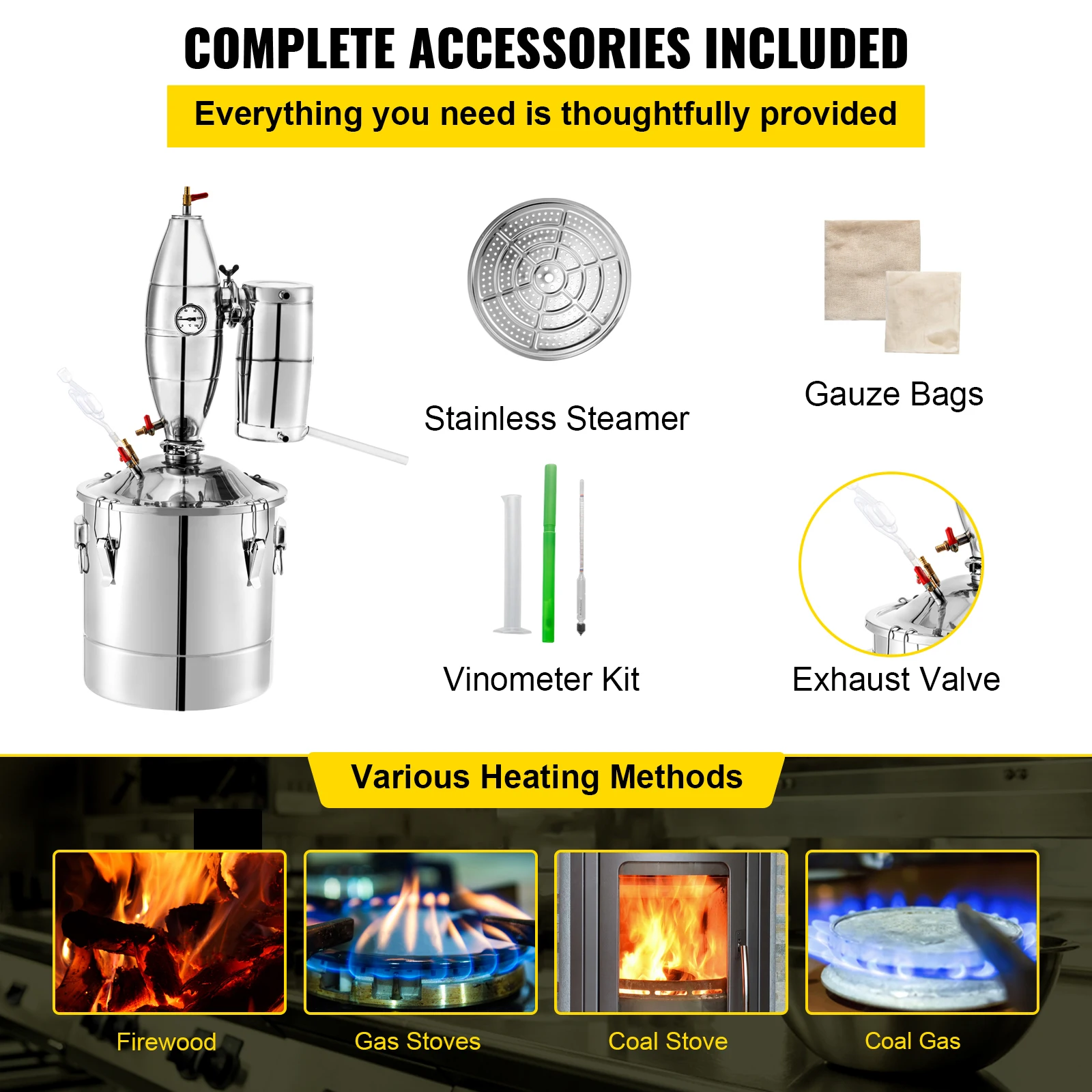 SucceBuy 20L 30L 50L 70L Alcohol Distiller Machine Beer Brewing